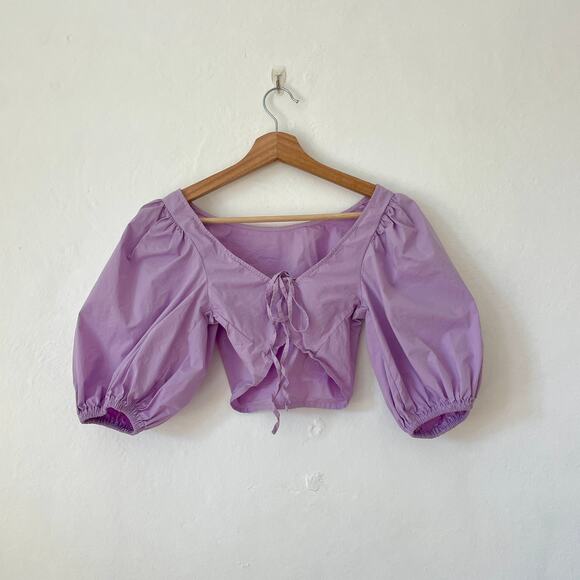 Djerf Avenue – Purple Open Back Cropped Cotton Candy Top - Picture 3 of 12